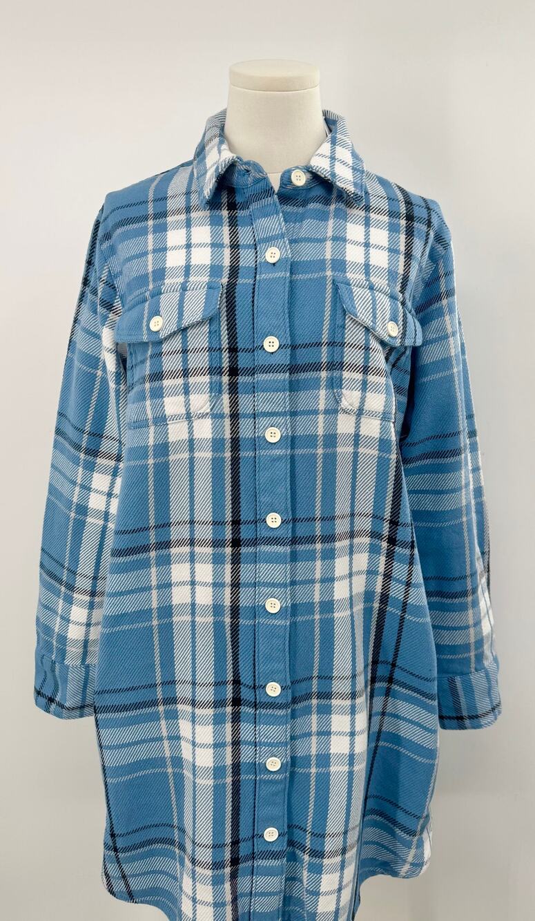 Outerknown Blanket Shirt Blue Plaid Shirtdress Heavyweight Cotton S NWT